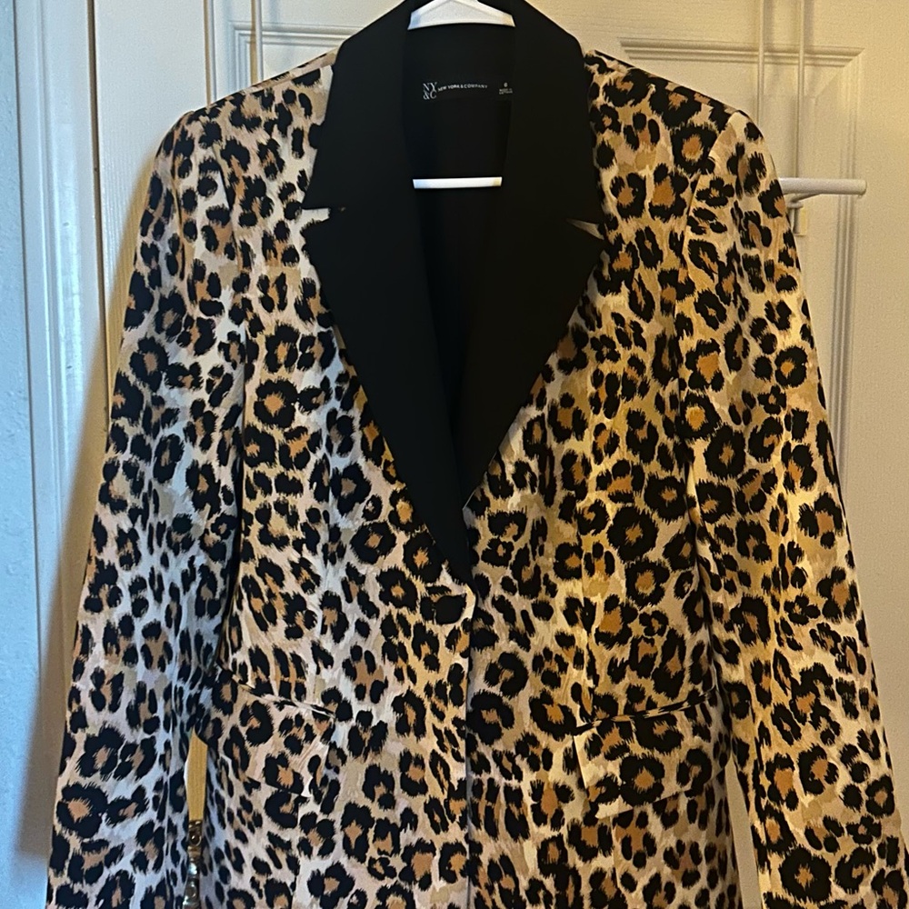 New York & Company Brown and Black Blazer Statement Piece